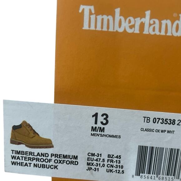 Timberland Premium Waterproof Oxford‎ Men Boots - Wheat Nubuck - Size 13 main image 6